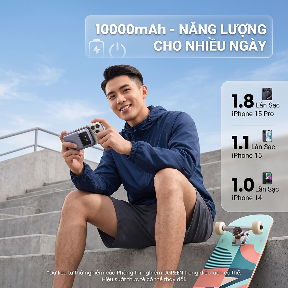 Sạc dự phòng từ tính Ugreen Uno Power Bank Magnetic Wireless 20W 10000mAh PB572 - Hàng chính hãng