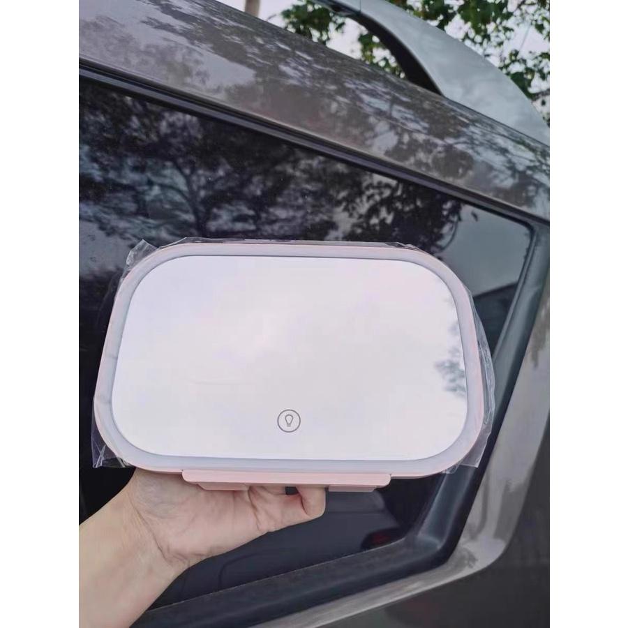 Gương Trang Điểm Trên Ô Tô Với Đèn LED 3 Chế Độ Ánh Sáng Gắn Chắn Nắng Xe Hơi