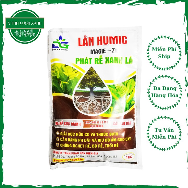 Phân bón Lân Humic Magie + Zn ra rễ cực mạnh, phục hồi hư tổn cực nhanh, cải tạo đất, phát rễ xanh lá gói 1Kg