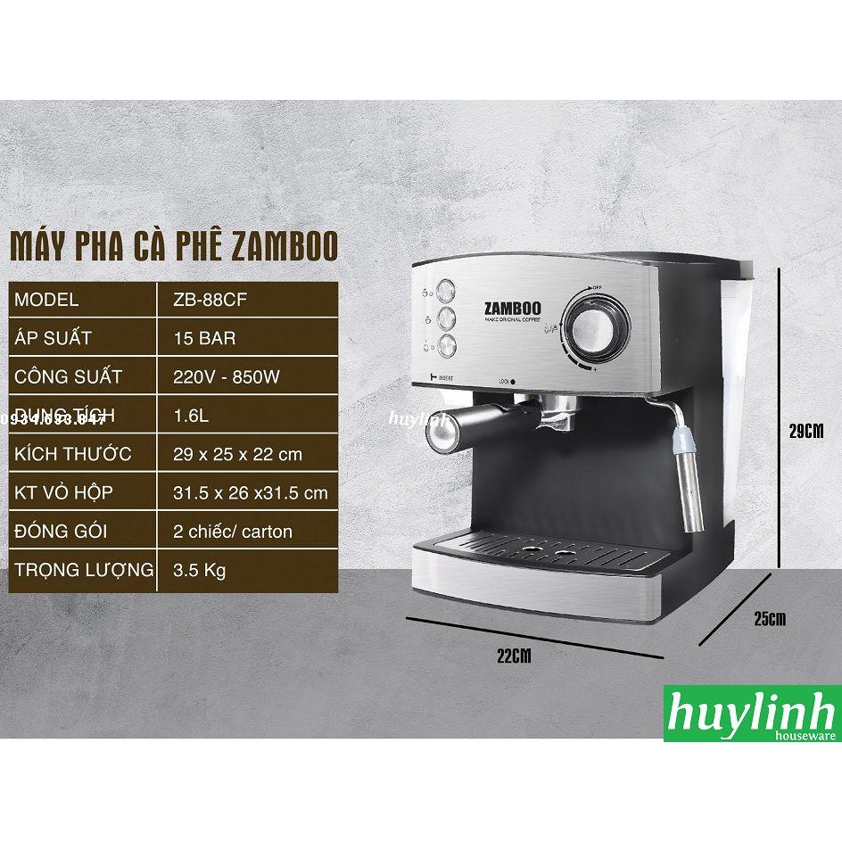 Máy pha cà phê Espresso gia đình Zamboo ZB-88CF - 15bar - Tặng 500 gram cafe - Hàng chính hãng