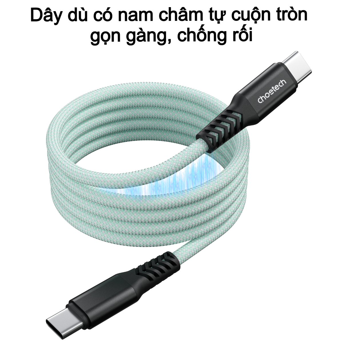 Cáp sạc nhanh Type C to Type C 100W Choetech XCC-1081 thiết kế từ tính - Hàng chính hãng