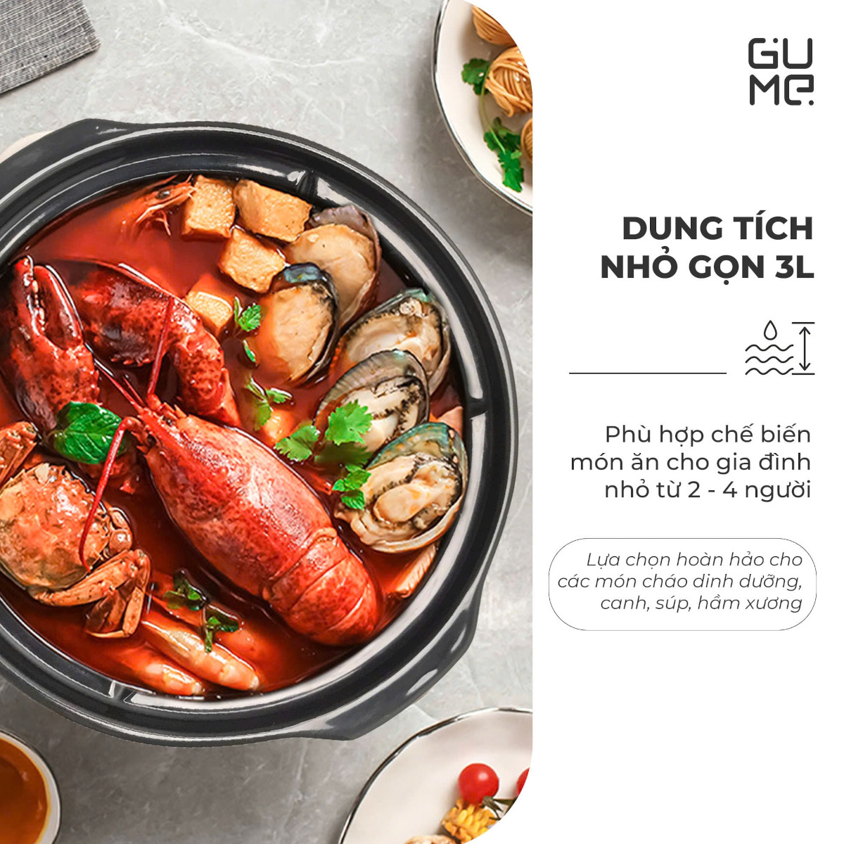 Nồi kho cá, nấu cháo chậm, hầm nhừ chuyên dụng Hàn Quốc 3L GM-PC2303, hàng chính hãng