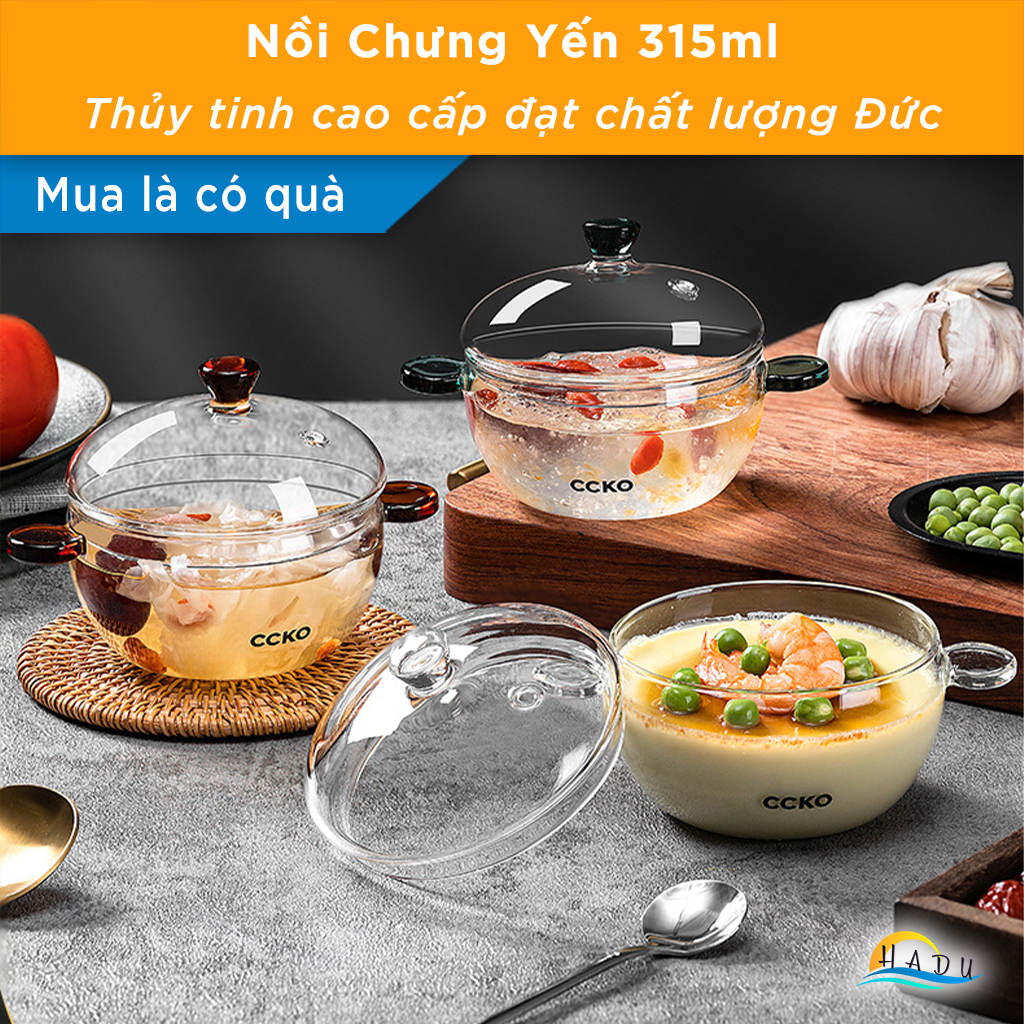 Thố Chưng Yến Mini Thủy Tinh Cao Cấp 315ml Đạt Chất Lượng Đức CCKO