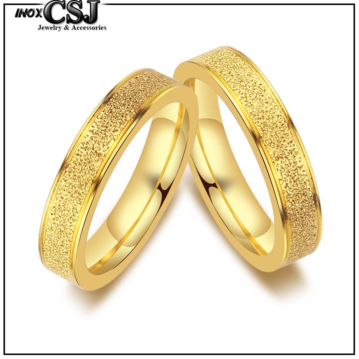 02 chiếc nhẫn cặp đôi tình nhân inox cao cấp mạ vàng siêu đẹp - tặng hộp đựng xinh xắn