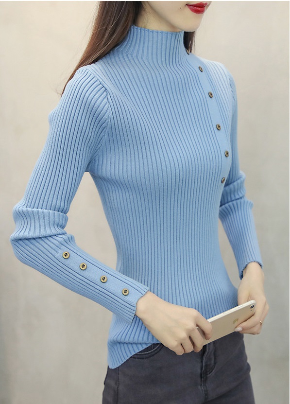 Áo len nữ phối cúc ôm body thời trang Đũi Việt ALN10