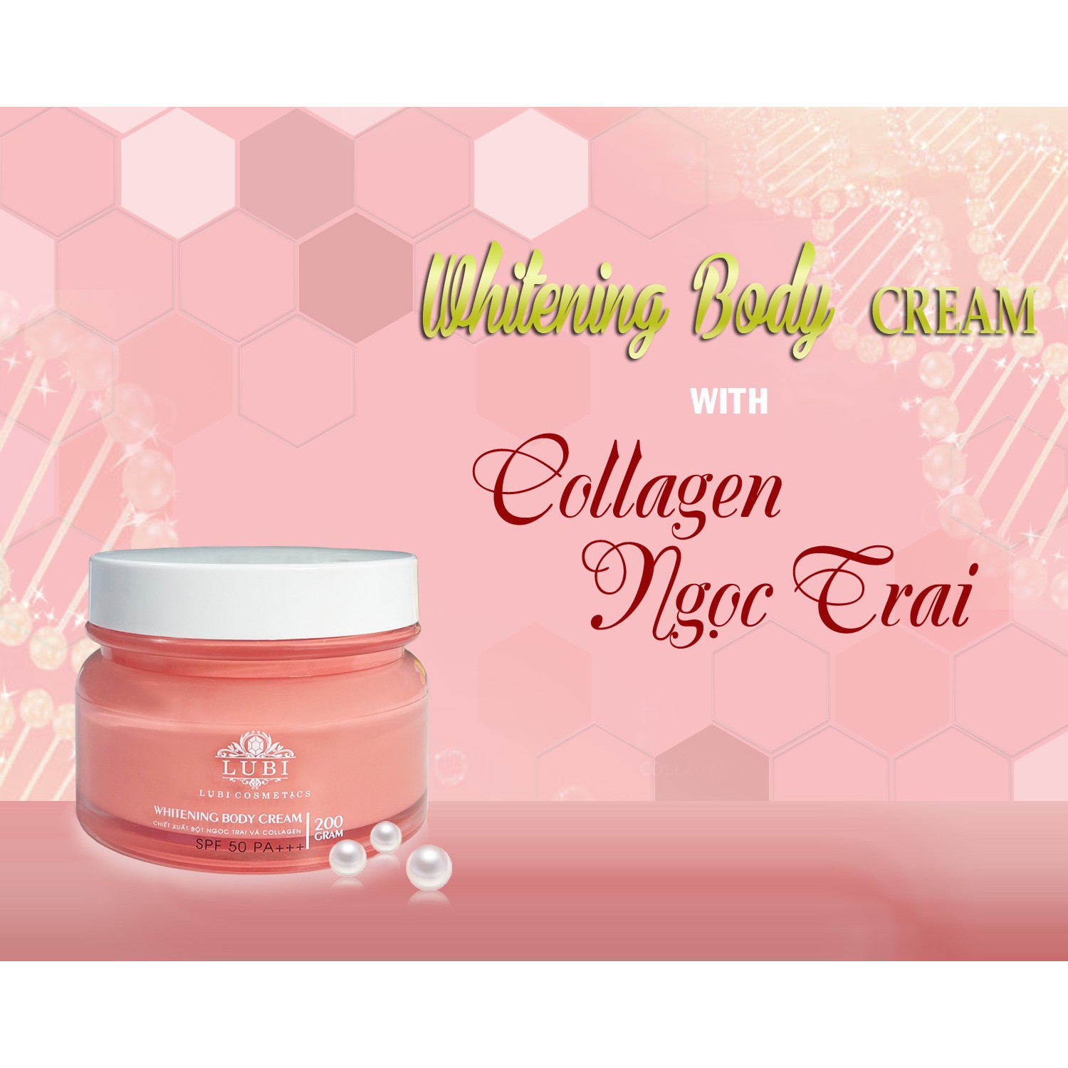 Kem Dưỡng Trắng Da Toàn Thân, Ngọc Trai Đen, Collagen - 200gr