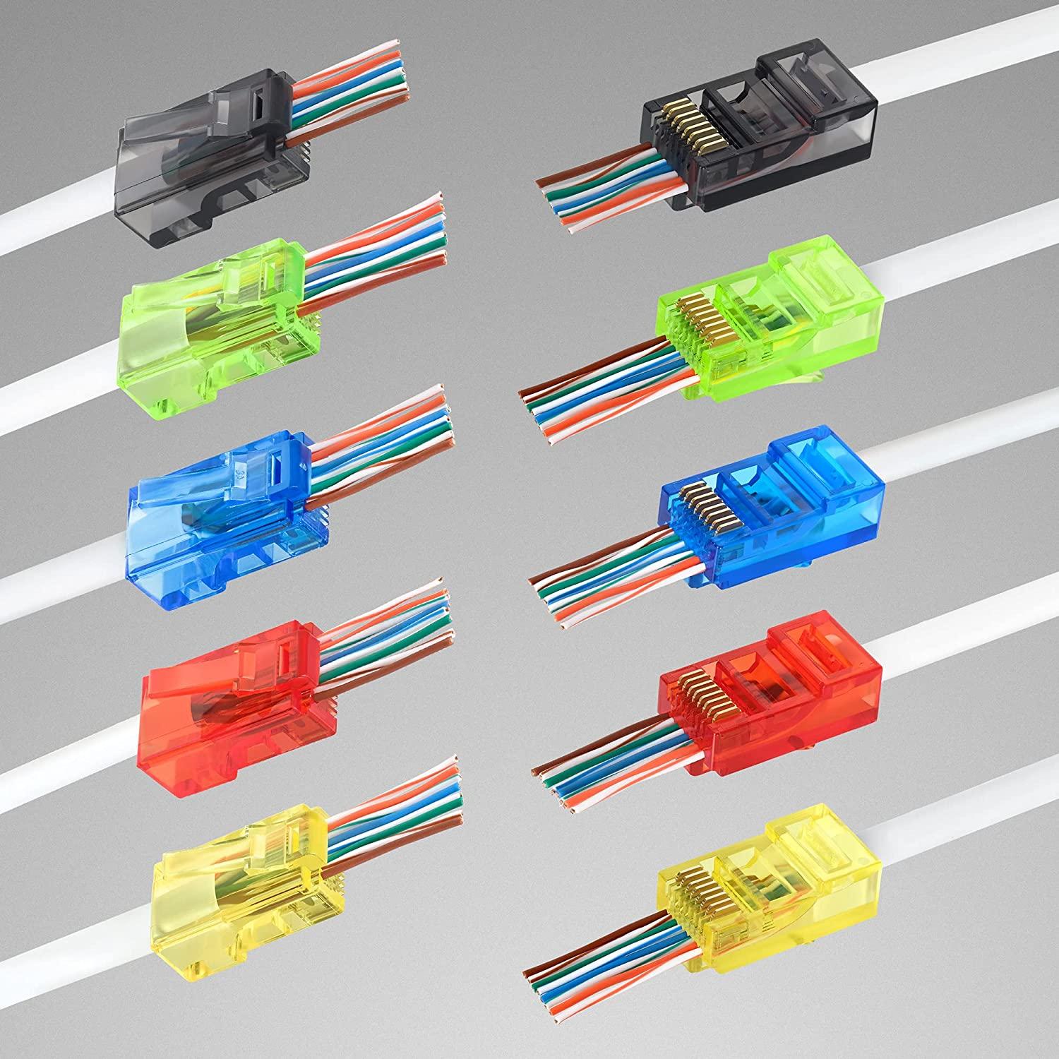 Zoerax RJ45 Cat6 đi qua các đầu nối, màu sắc