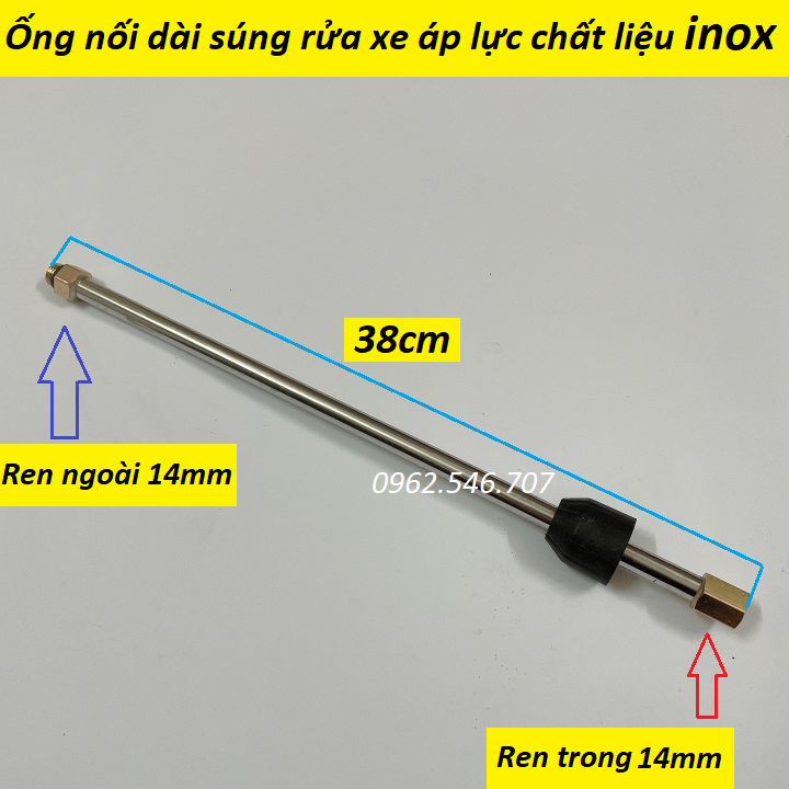 Bộ súng xịt rửa xe và ống nối dài 38cm kèm bình phun bọt tuyết 0,5L cho máy xịt rửa xe ren 22mm và 14mm