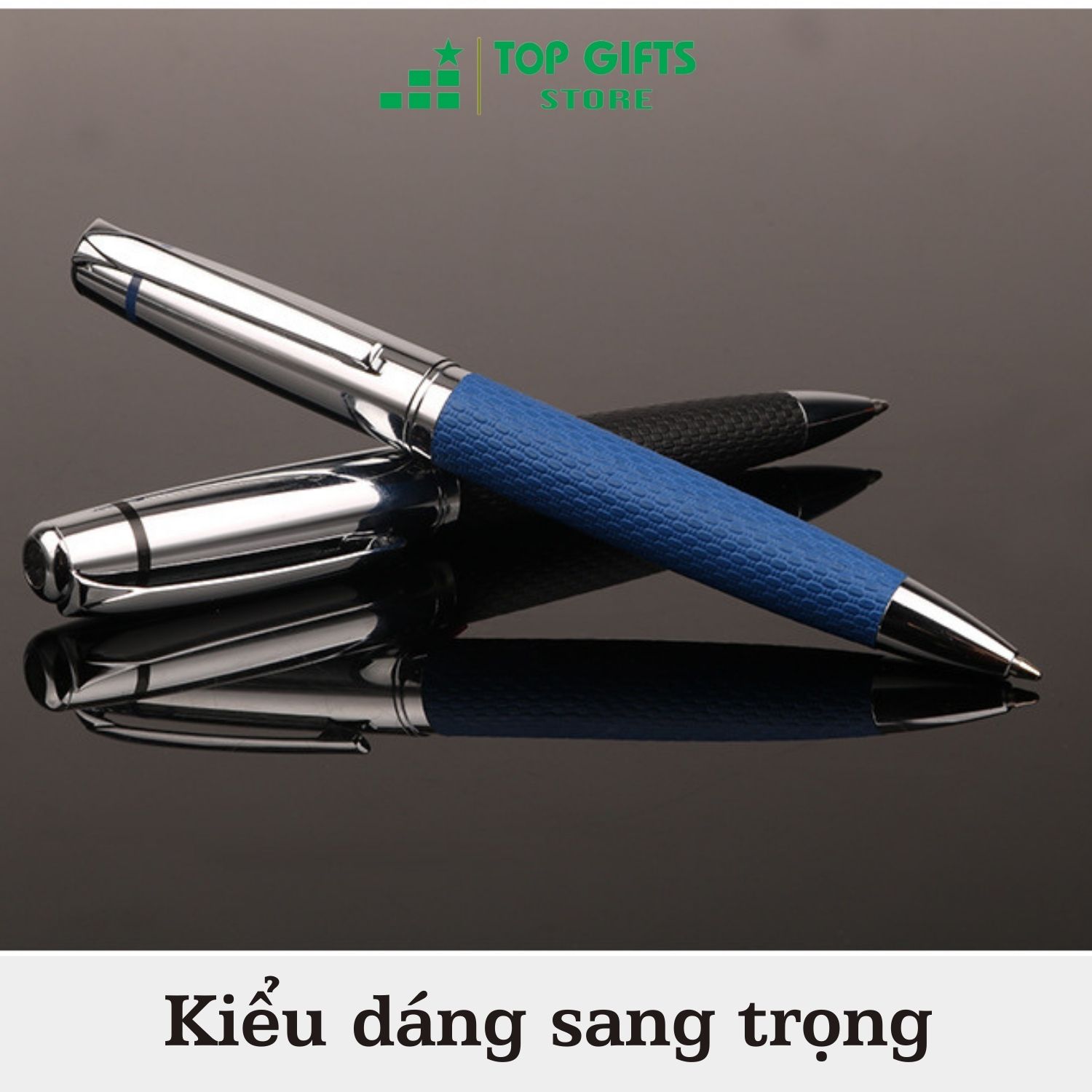 Bút ký khắc tên BD050 bọc da PU cao cấp mực xanh ngòi 0.7mm