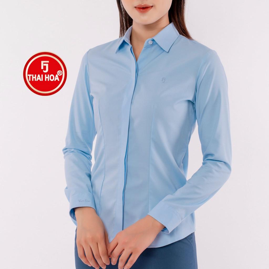Áo sơ mi nữ Thái Hòa dài tay 9021-03-02 chất liệu vải sợi tre thoáng mát đa dạng màu sắc