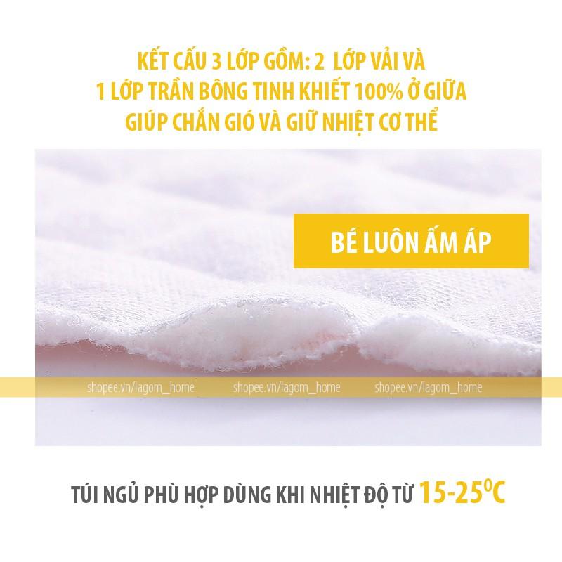 Túi Ngủ Cho Bé Cotton Trần Bông Ấm Áp, Dạng Áo (Video + Ảnh Thật)