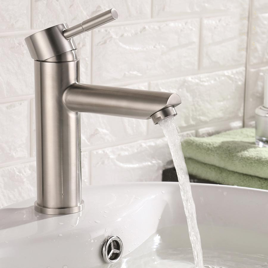 Vòi lavabo nóng lạnh Inox SUS 304 Eurolife EL-1202 (Trắng vàng)