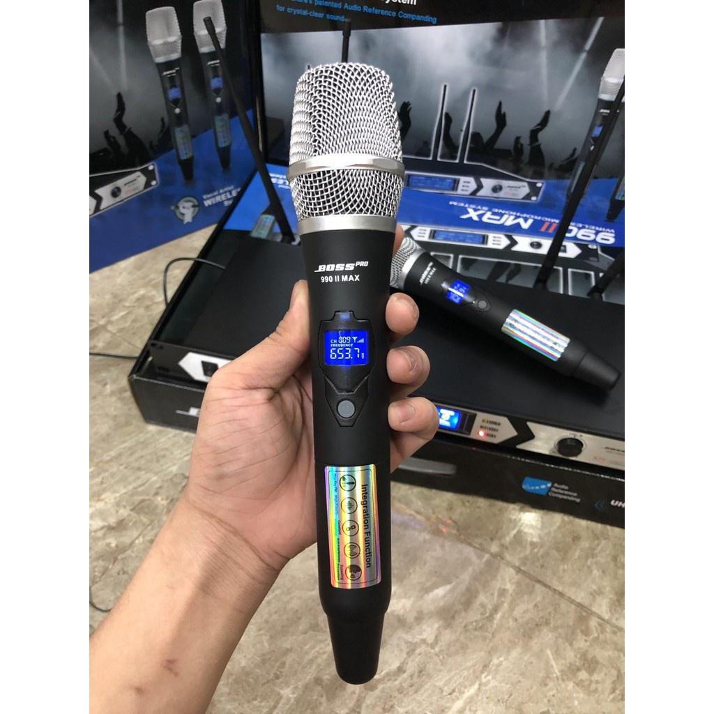 Micro không dây BOSS PRO 990II MAX hàng chuẩn 4 râu- hát karaoke - chất lượng âm thanh chân thực bảo hành 12 tháng