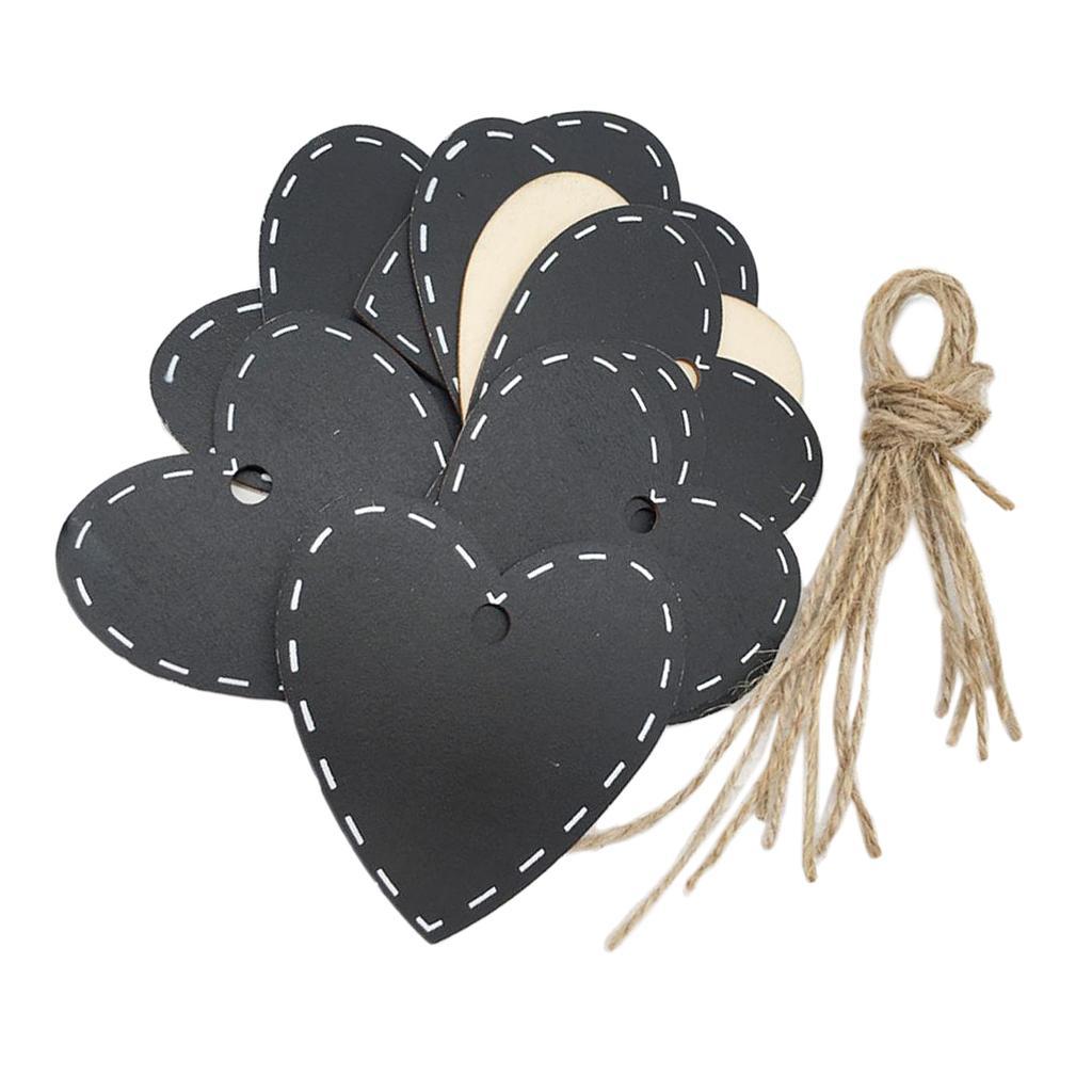 10 Pieces 72x73mm Gift Tags Wood Love Heart Shapes Signs with String Wedding Craft Hang Tags Mini Hanging Wooden Blackboard Valentine's Day Gift Party Supplies