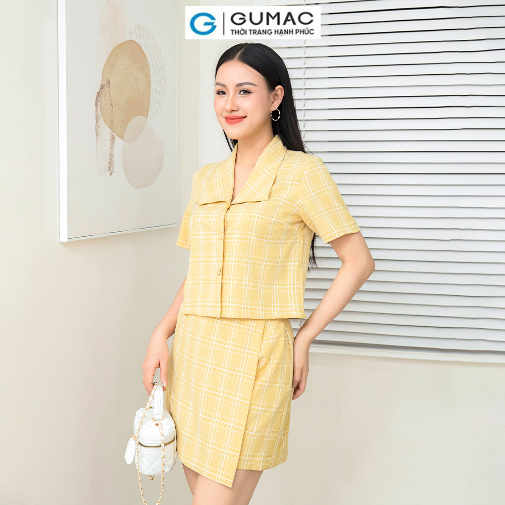 Set lẻ Áo kiểu cổ bẻ V AD11027 thời trang GUMAC - Quần short giả váy SHD11026 thời trang GUMAC