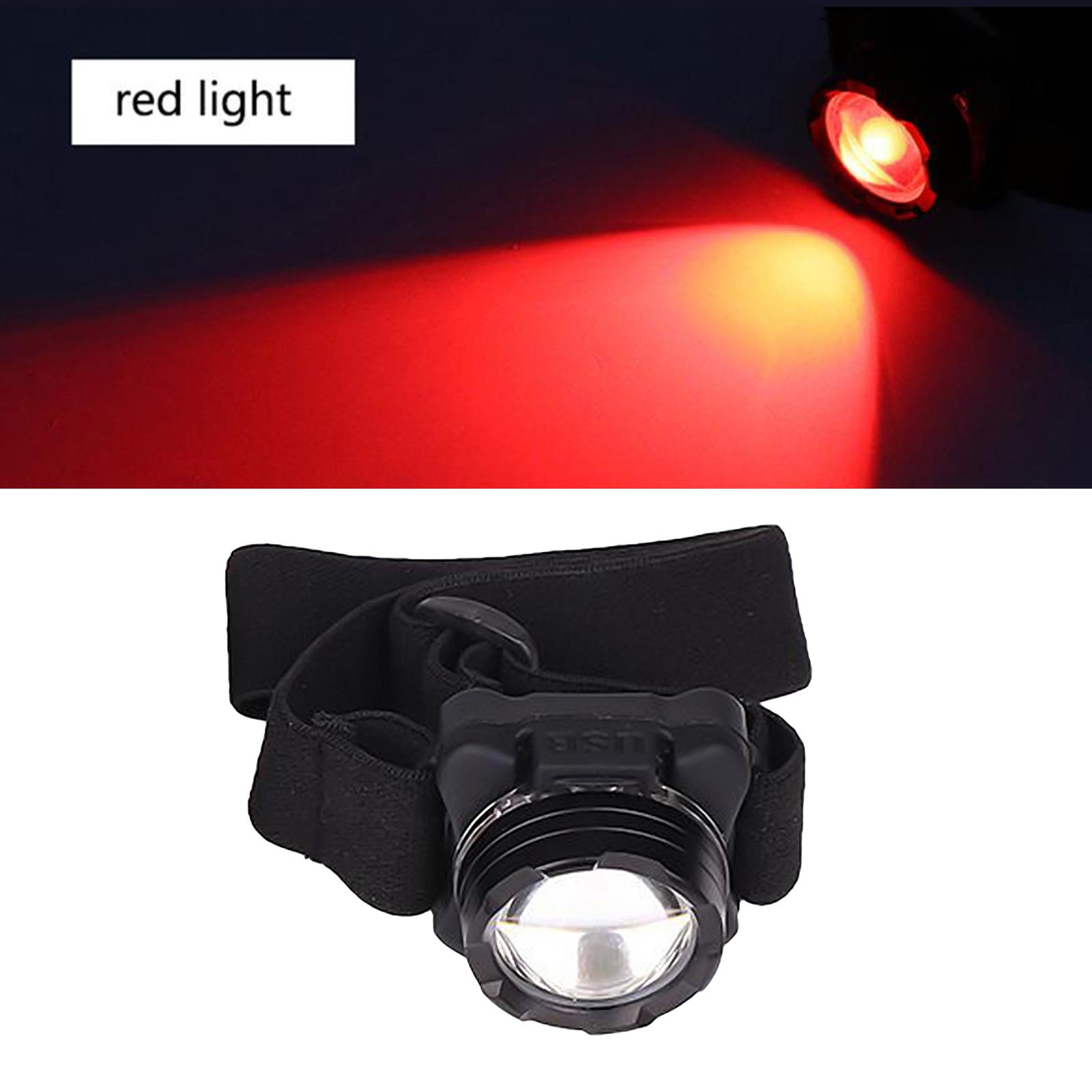 Adjustable Comfortable Headlamp with White Red Lights 3 Modes for Fishing Black