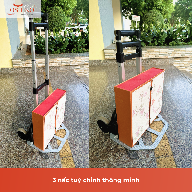 Xe Kéo Hàng, Đẩy Hàng Toshiko 2 Bánh Mini Gấp Gọn Hợp Kim Nhôm Cao Cấp Chịu Lực Tải Trọng 85kg