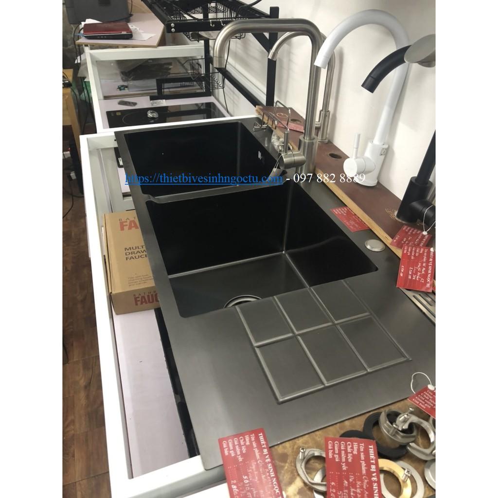 CHẬU RỬA BÁT NANO có bàn cài dao, giá để thớt 10045