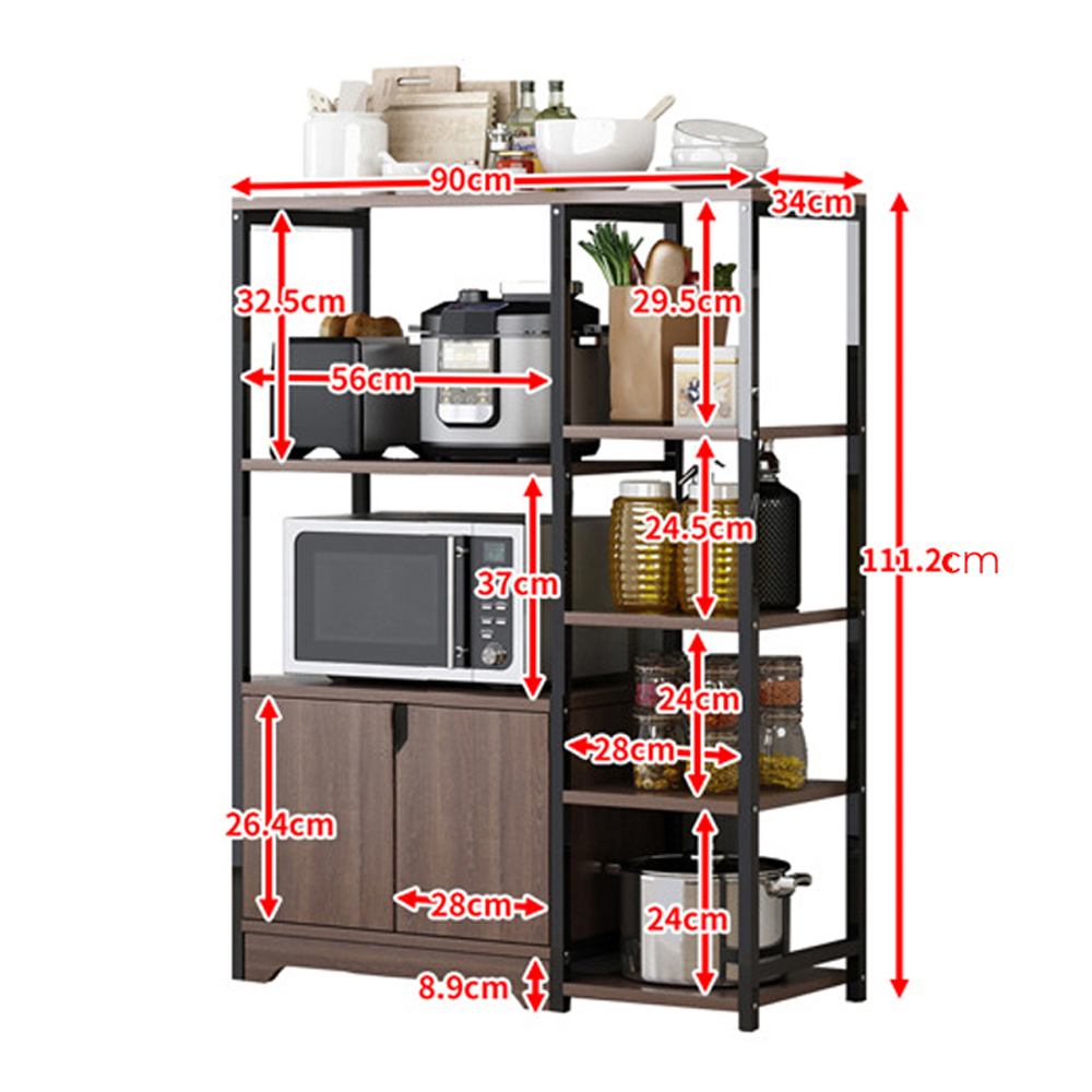 Giá kệ để đồ nhà bếp bằng gỗ 5 tầng cao cấp sang trọng tạo không gian hiện đại, khung sắt sơn tĩnh điện, mặt gỗ ép bền chắc phủ melamine chống thấm, chống xước ( Giao màu ngẫu nhiên )