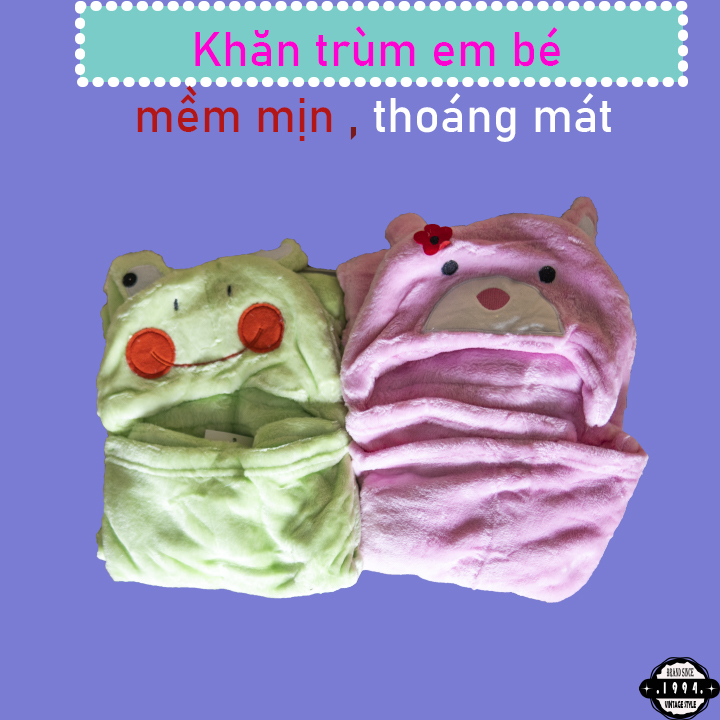 Khăn trùm em bé kiểu dáng cute có nón