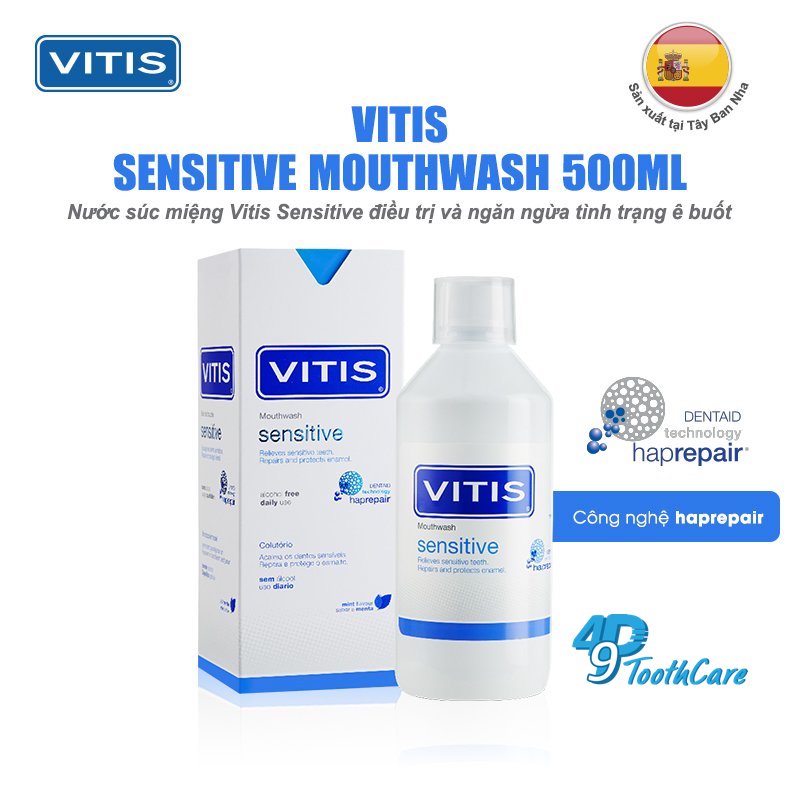 Nước súc miệng làm sạch và thơm miệng cho răng nhạy cảm Vitis Sensitive 500ml