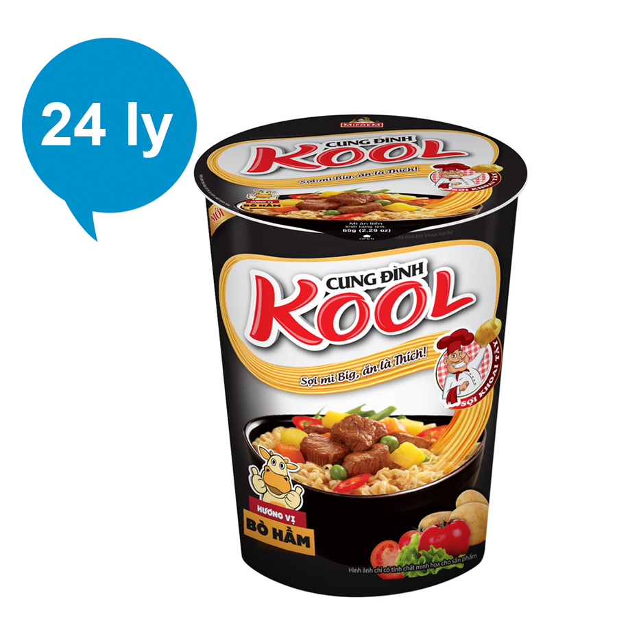Thùng 24 Ly Mì Khoai Tây Cung Đình Kool Hương Vị Bò Hầm