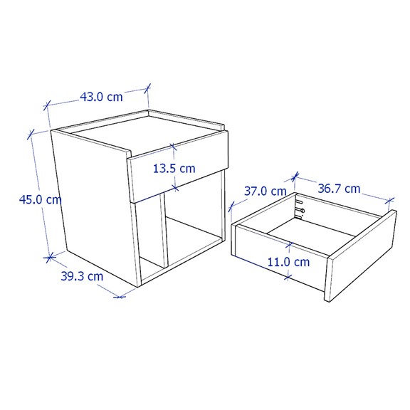 LEMA, Táp đầu giường 1 ngăn kéo hiện đại DRA_071, 43x41x45cm