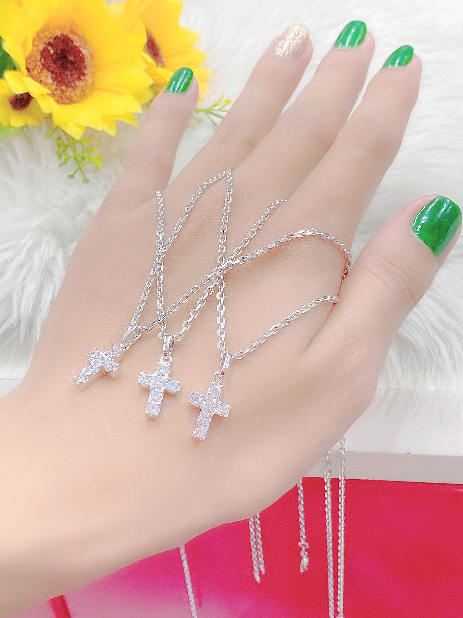 Dây chuyền mặt thánh giá mạ màu bạch .kim cao cấp H919
