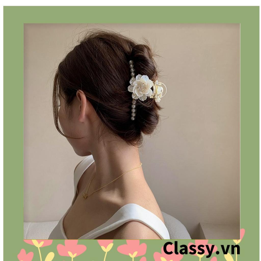 Kẹp càng cua, kẹp tóc Classy cỡ lớn, kẹp đính hoa sang trọng PK1614