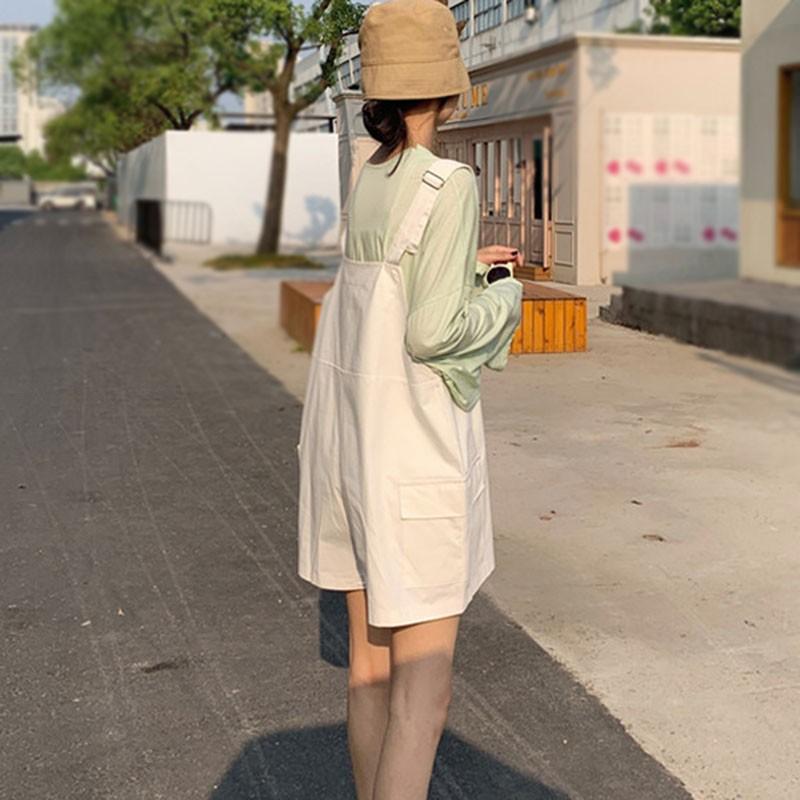 Quần Yếm Ngắn Dáng Rộng Màu Trơn Thời Trang Mùa Hè Cho Giới Trẻ