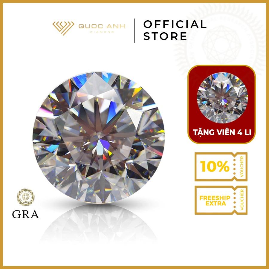 (Size 8 - 14 ly) Kim cương nhân tạo Mỹ Moissanite nước D độ sạch FL, thử bút lên vạch đỏ