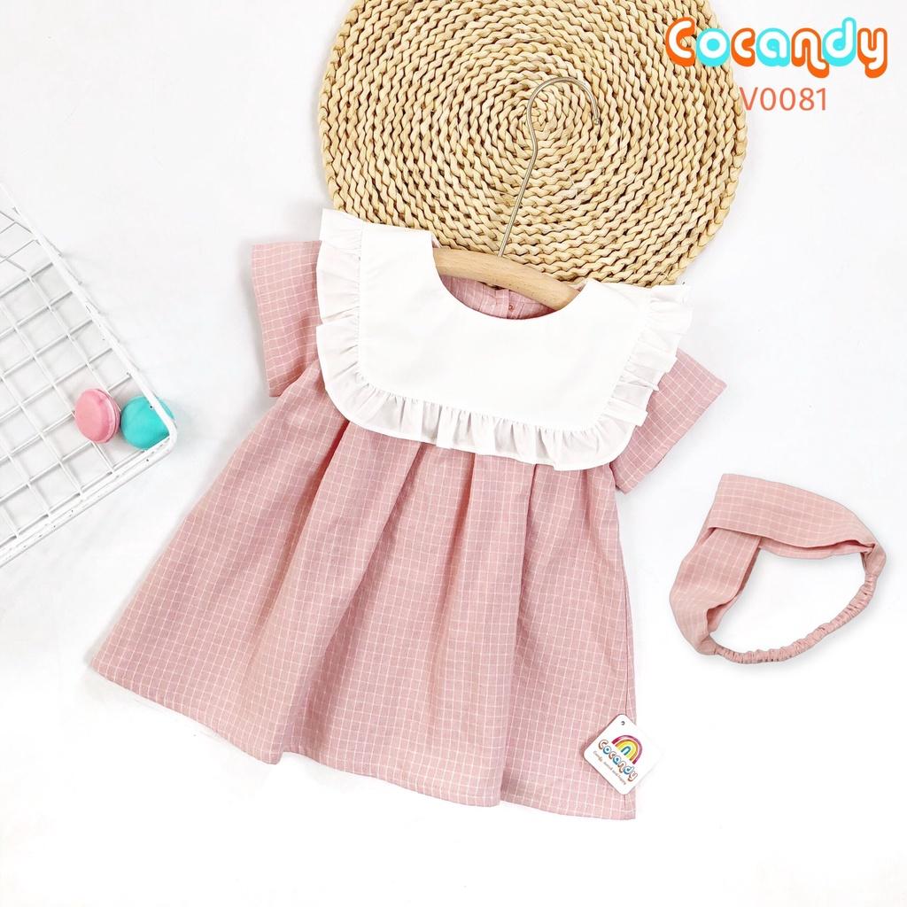 Váy babydoll Hồng phối Trắng cho bé của COCANDY mã V0081