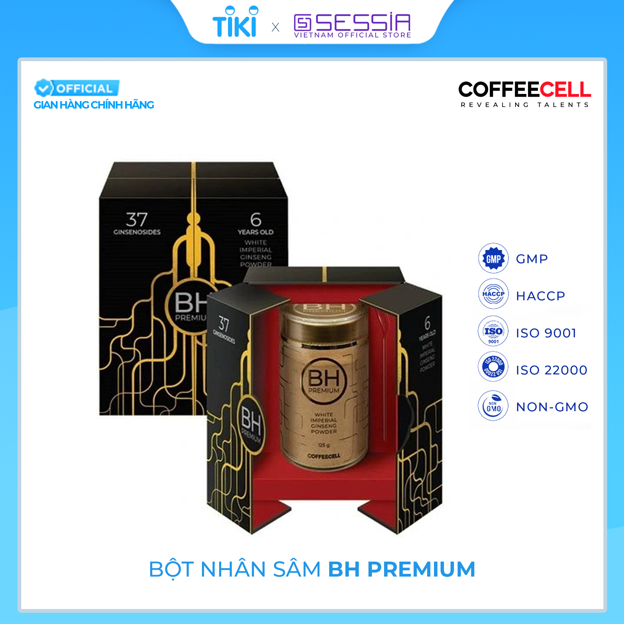 Bột Nhân Sâm Thượng Hạng BH Premium Với Bạch Sâm Hoàng Đế COFFEECELL (180g) - Dinh Dưỡng Thần Kinh, Năng Lượng & Sức Mạnh - Hàng Chính Hãng