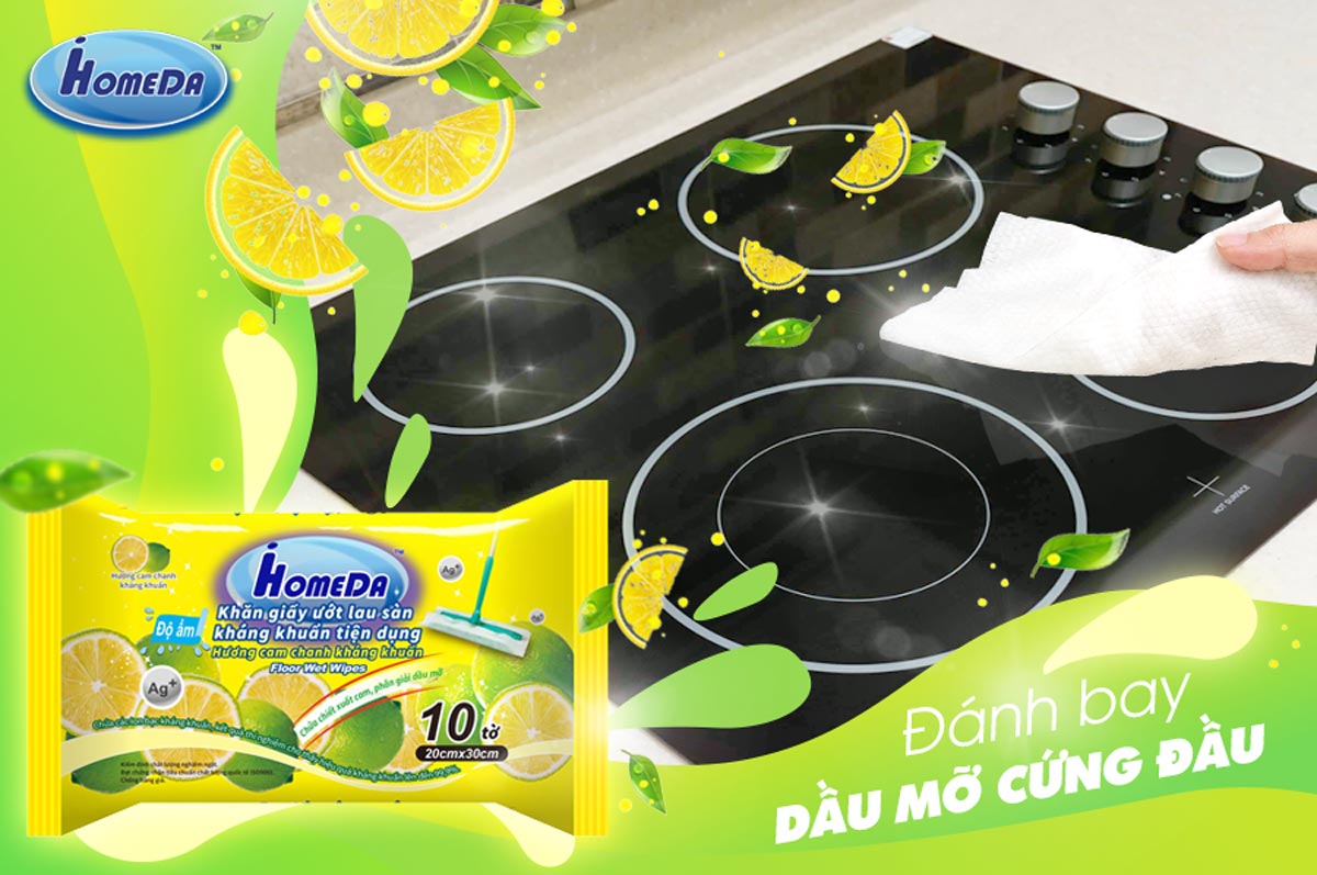 Combo 1 Bộ Cây Lau Sàn Đa Năng iHomeDa &amp; 5 + 5 Khăn ướt lau sàn kháng khuẩn tiện dụng iHomeDa ( Hương Cam &amp; Hương Lavender) - Combo 1 Multi functional cleaning mop and 5 + 5 flooring wet wipes/ iHomeda cleaning mop combine with wet wipes