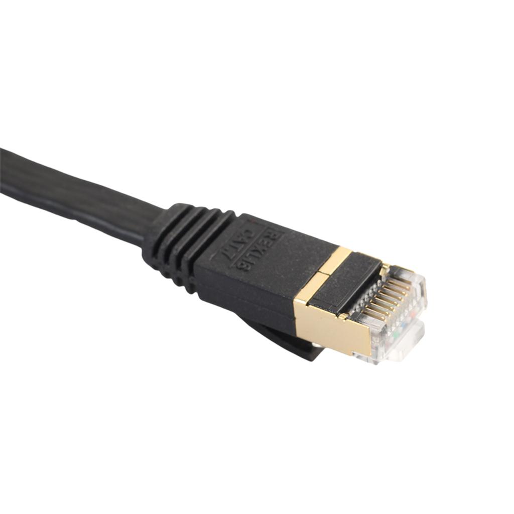Gold Plated RJ45 Flat Cat7 Ethernet 10Gbps SSTP Network LAN Cable Lot 1m-15m
