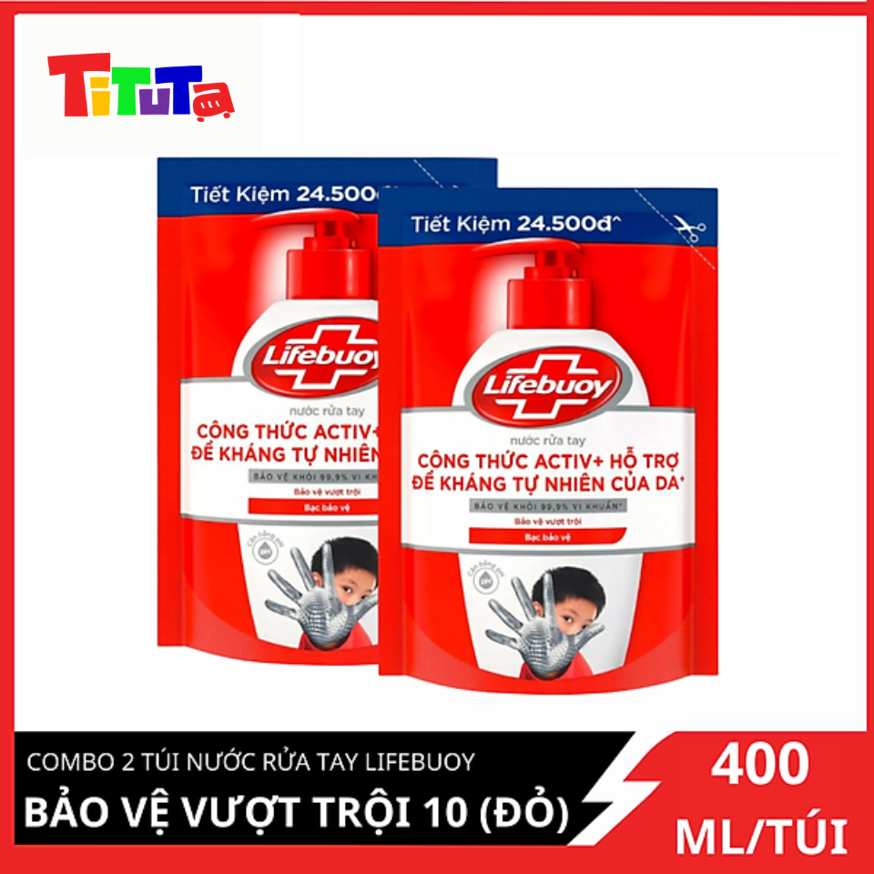 COMBO 2 túi Nước rửa tay Lifebuoy Bảo vệ vượt trội 10 (Đỏ) 400gX2