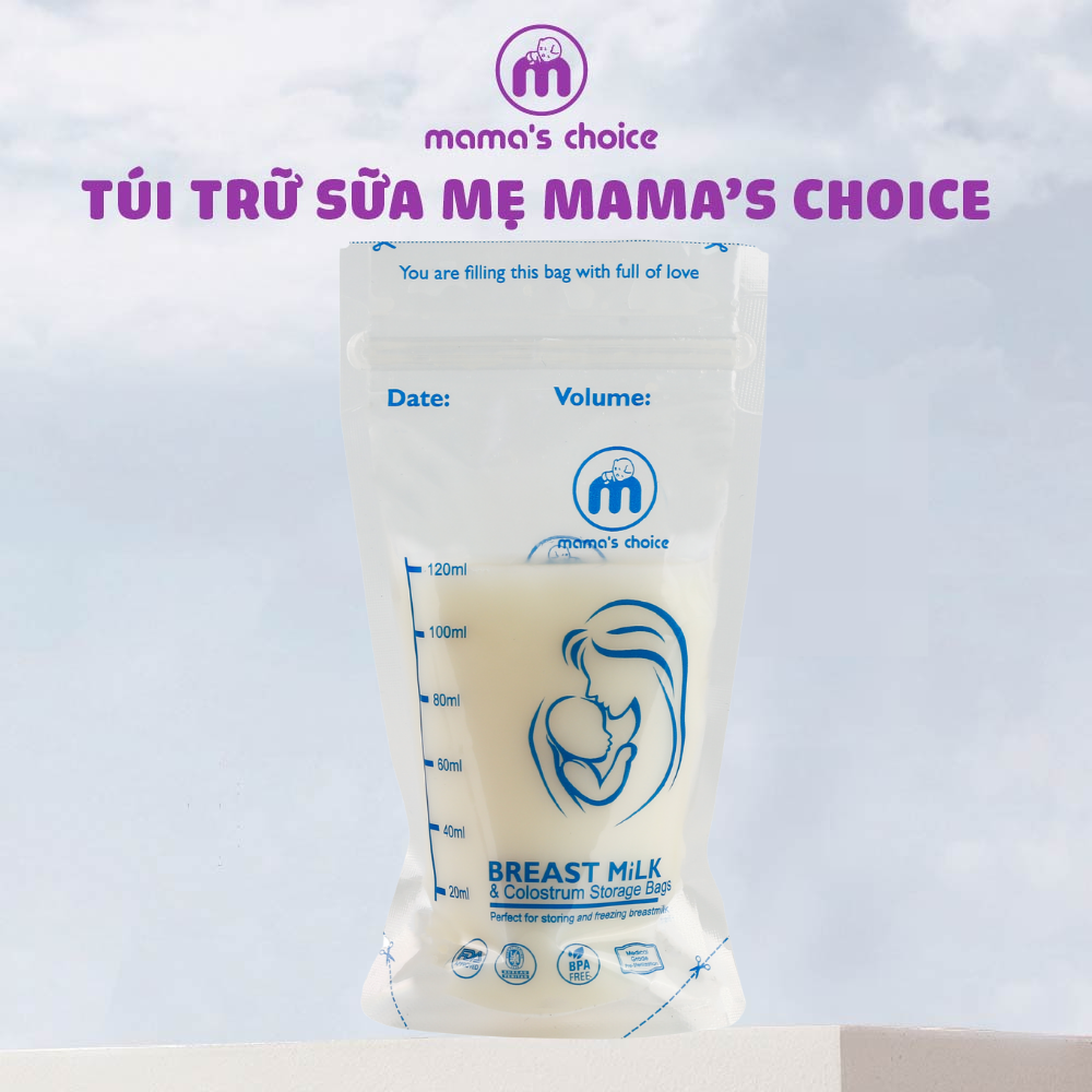 Túi Trữ Sữa Mama's Choice, Túi Đựng Sữa Mẹ Loại 250ml và 120ml, Kiểm Định An Toàn Bởi Bureau Veritas, Hộp 30 Túi