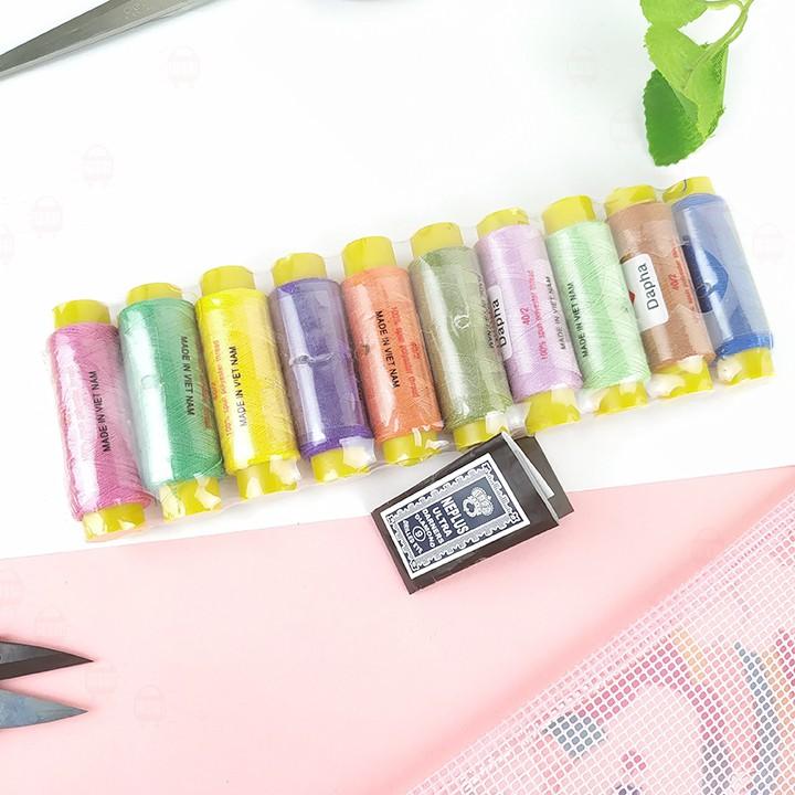 Combo 10 cuộn chỉ và 10 cây kim may siêu tiết kiệm
