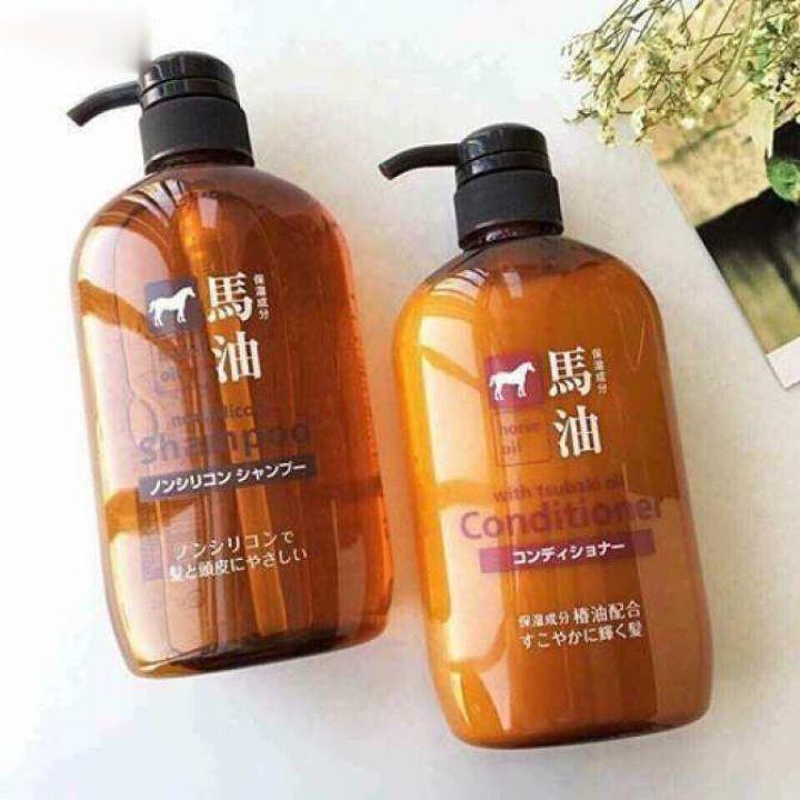 Dầu Gội - Dầu Xả Mỡ Ngựa Nhật Bản 600ml hàng nội địa Nhật - Dẩu Gội