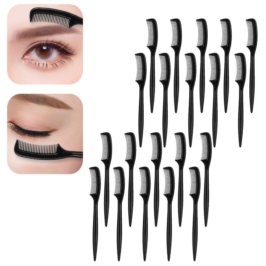 20pcs Plastic Mini Eyelash Shaping Brush Compact Eyebrow Makeup Combs Black