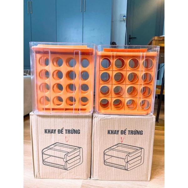 Hộp Đựng Trứng Trong Suốt 2 Tầng Để Tủ Lạnh 32 Lỗ Thiết Kế Thông minh tiện dụng