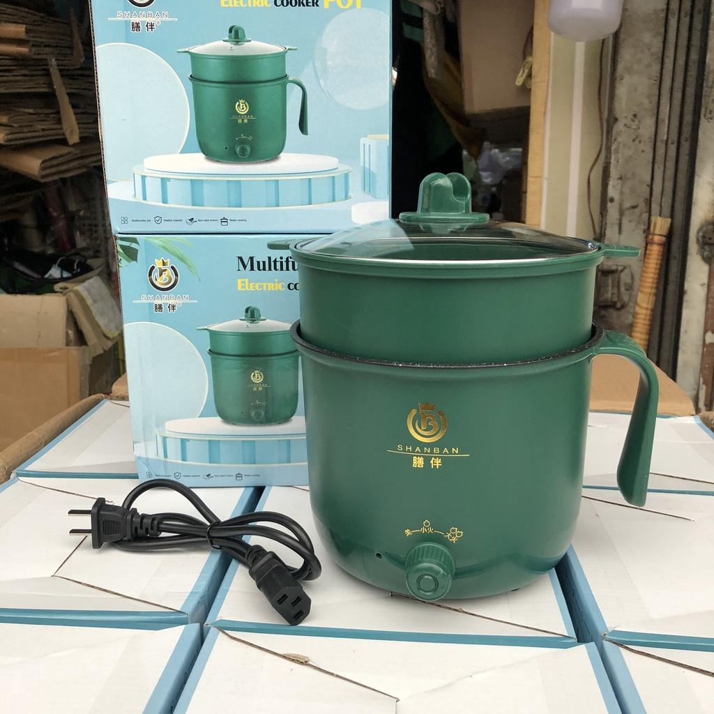 Nồi Lẩu Điện Mini, Ca Nấu Mì Shanban Kiêm Nấu Cơm Đa Năng Chống Dính 1.8L - NỒI 2 NẤC NHIỆT