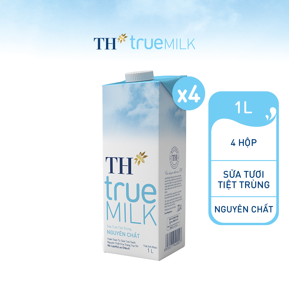 Combo 4 Hộp sữa tươi tiệt trùng nguyên chất TH True Milk 1L (1L x 4)