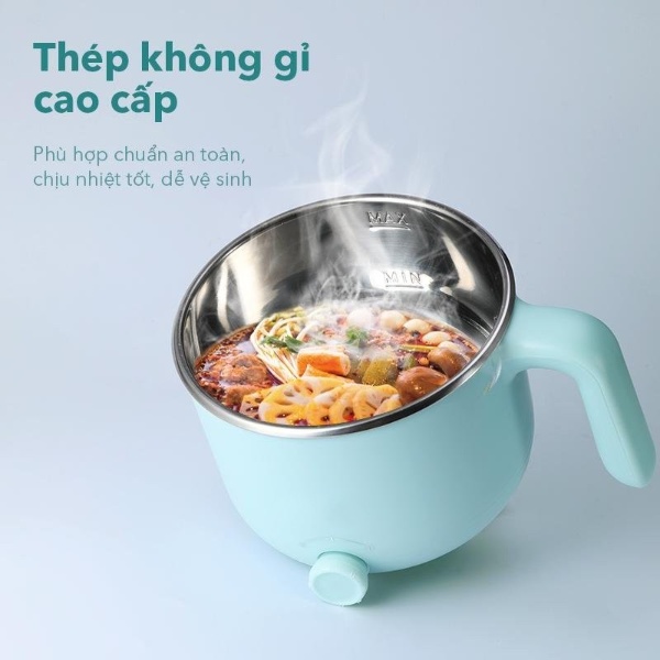 Nồi lẩu điện đa năng mini dùng làm ca lẩu nấu mì, ninh cháo, hấp, chiên, rán