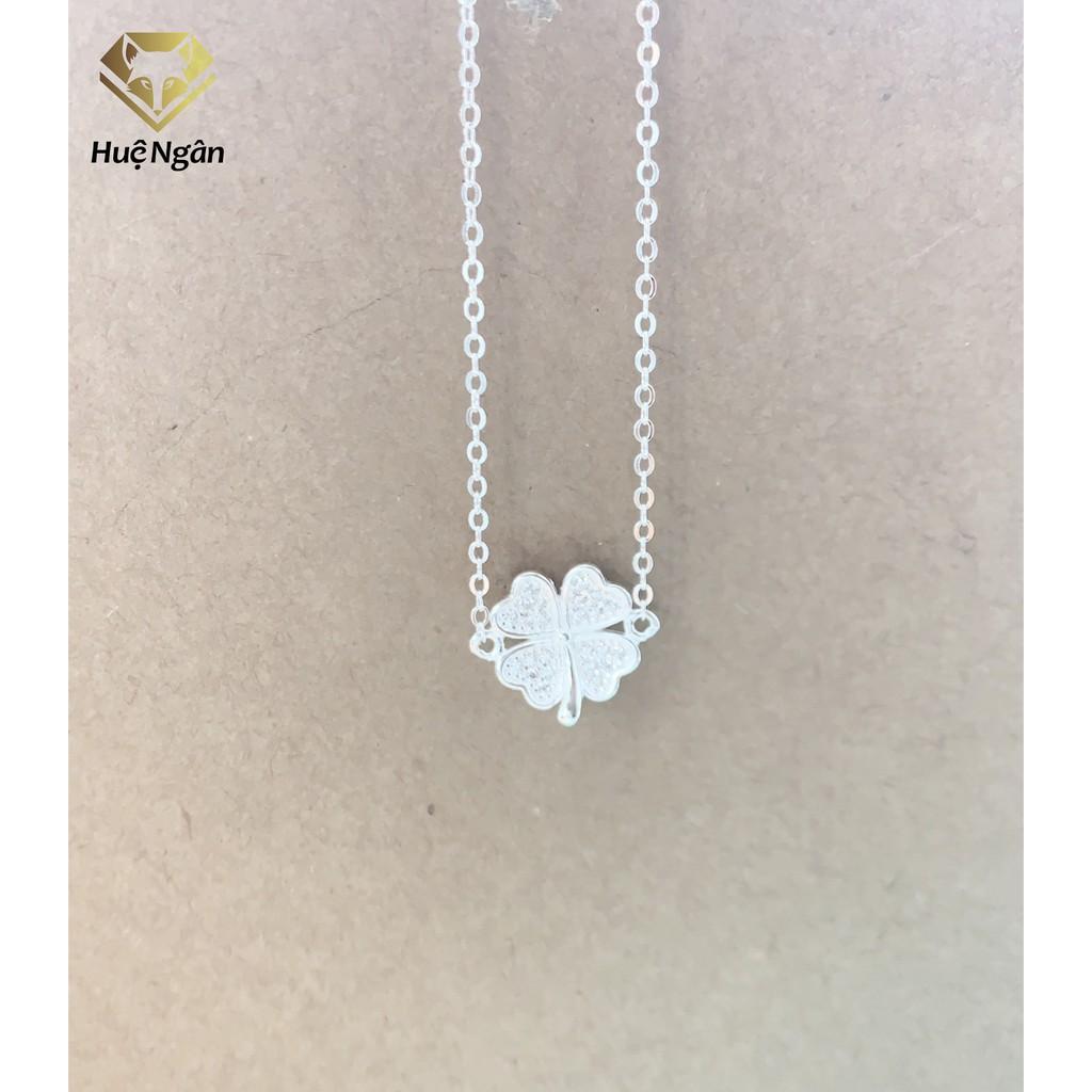 Dây chuyền bạc Ý 925 Huệ Ngân -Cỏ bốn lá may mắn PP1451