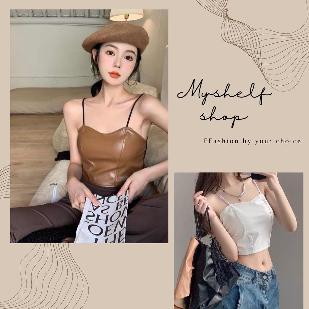 M51. (MIỄN SHIP) Áo Croptop Nữ - Áo Hai Dây, Áo 2 Dây Nữ Da Có Đệm Ngực Lưng Chun sang chảnh