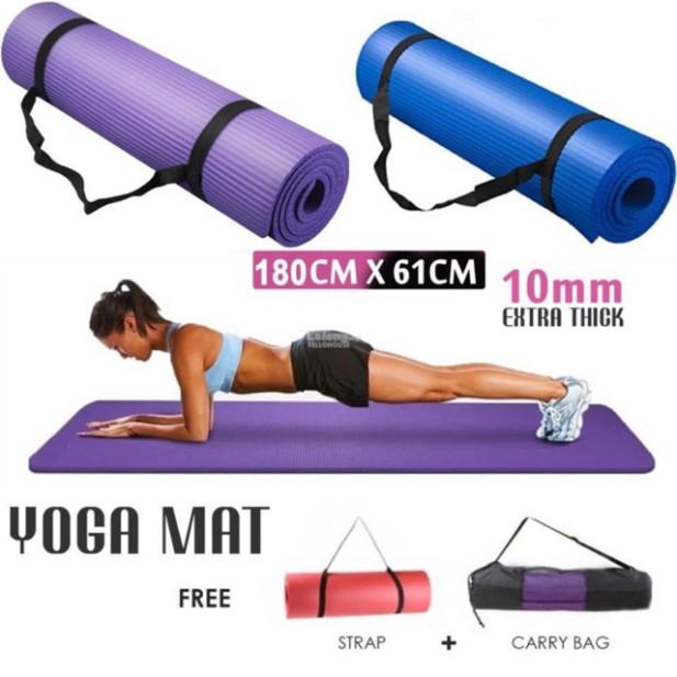 Thảm tập Yoga, Gym, Fitness Cao Cấp dày 10mm-15mm TPE Hàn Quốc(Tặng Kèm Túi Đựng)