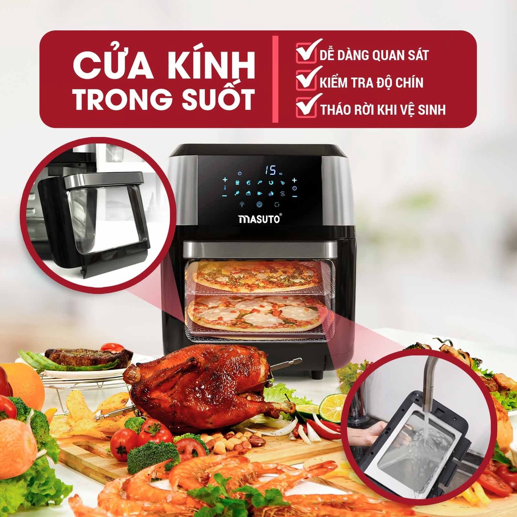 Nồi chiên không dầu Sothing Masuto Eatclean màn hình LED hiển thị 10 chế độ nấu hạn chế 90% lượng chất béo- Hàng chính hãng