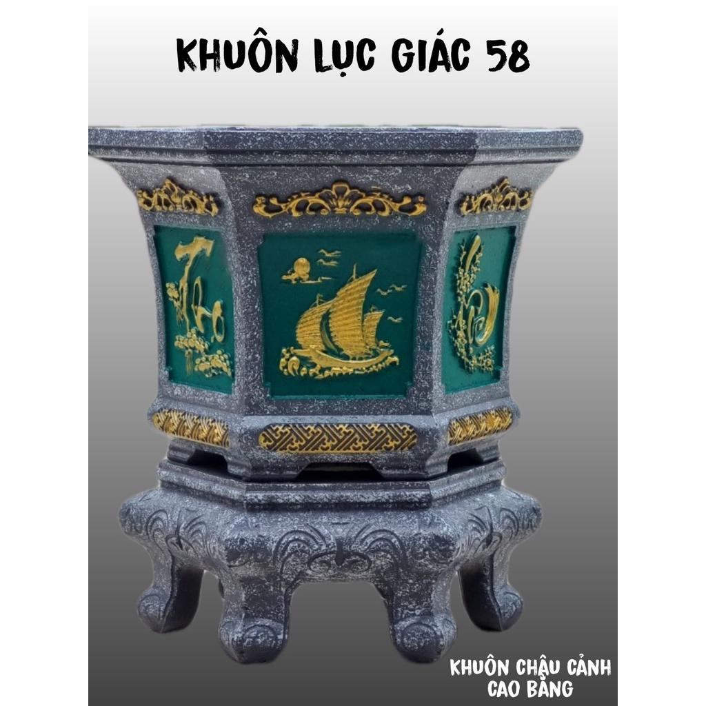 Khuôn đúc chậu lục giác 58 và chân quỳ hoa văn thuyền ghép phúc lộc thọ