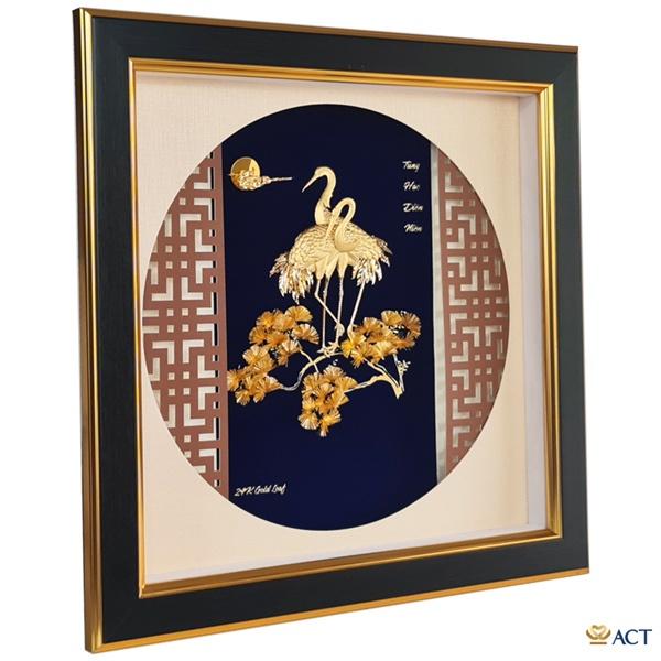 Tranh tùng hạc cụp đuôi 35x35 cm - Mẫu 1